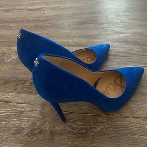 Sam Edelman Cobalt Blue Suede Pointed-Toe Pumps